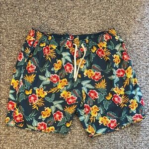 Fair Harbor Floral Swim Trunks - Navy, Red, Yellow, Green